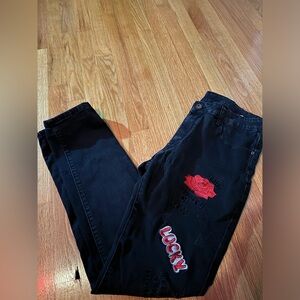 Black designer skinny jeans